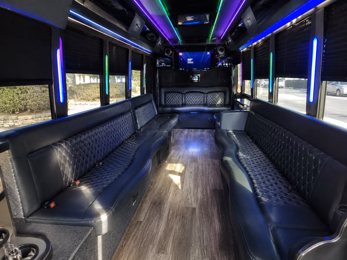 portland 15 passenger party bus interior