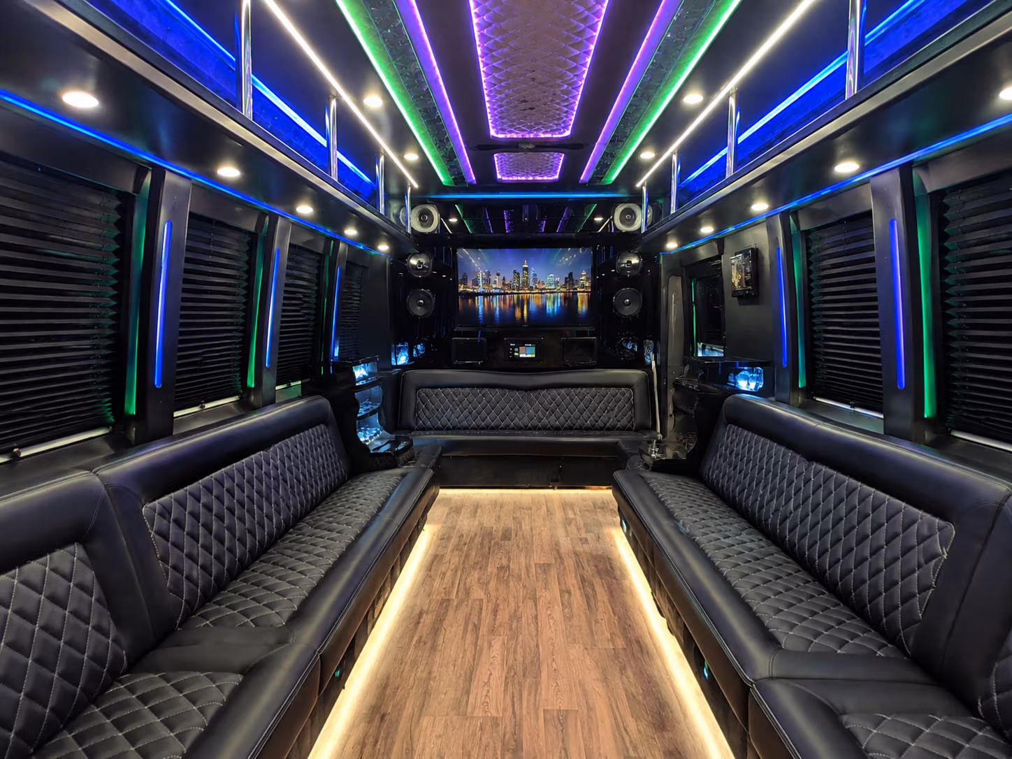 portland 25 passenger party bus interior