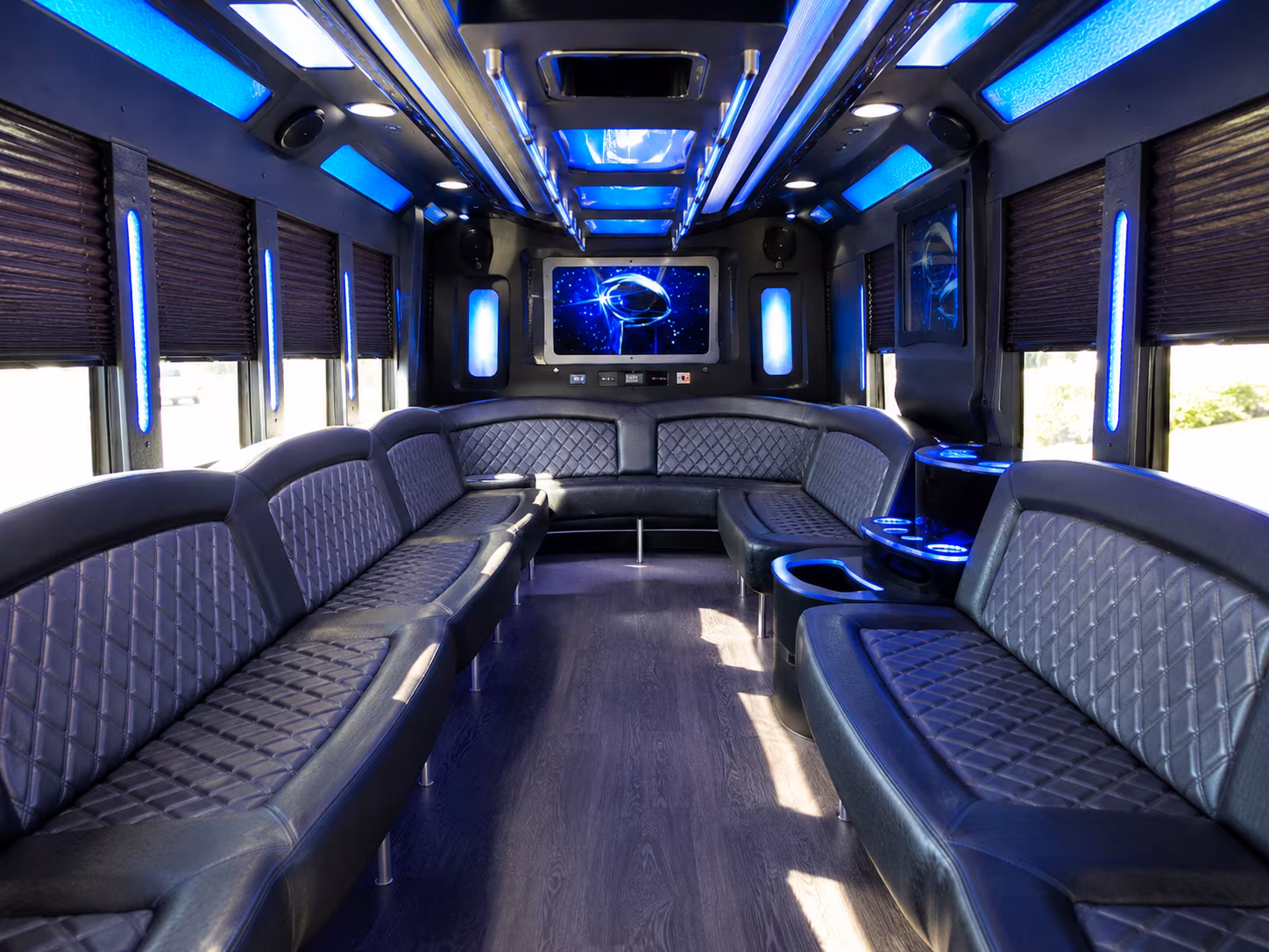 portland 28 passenger party bus inside