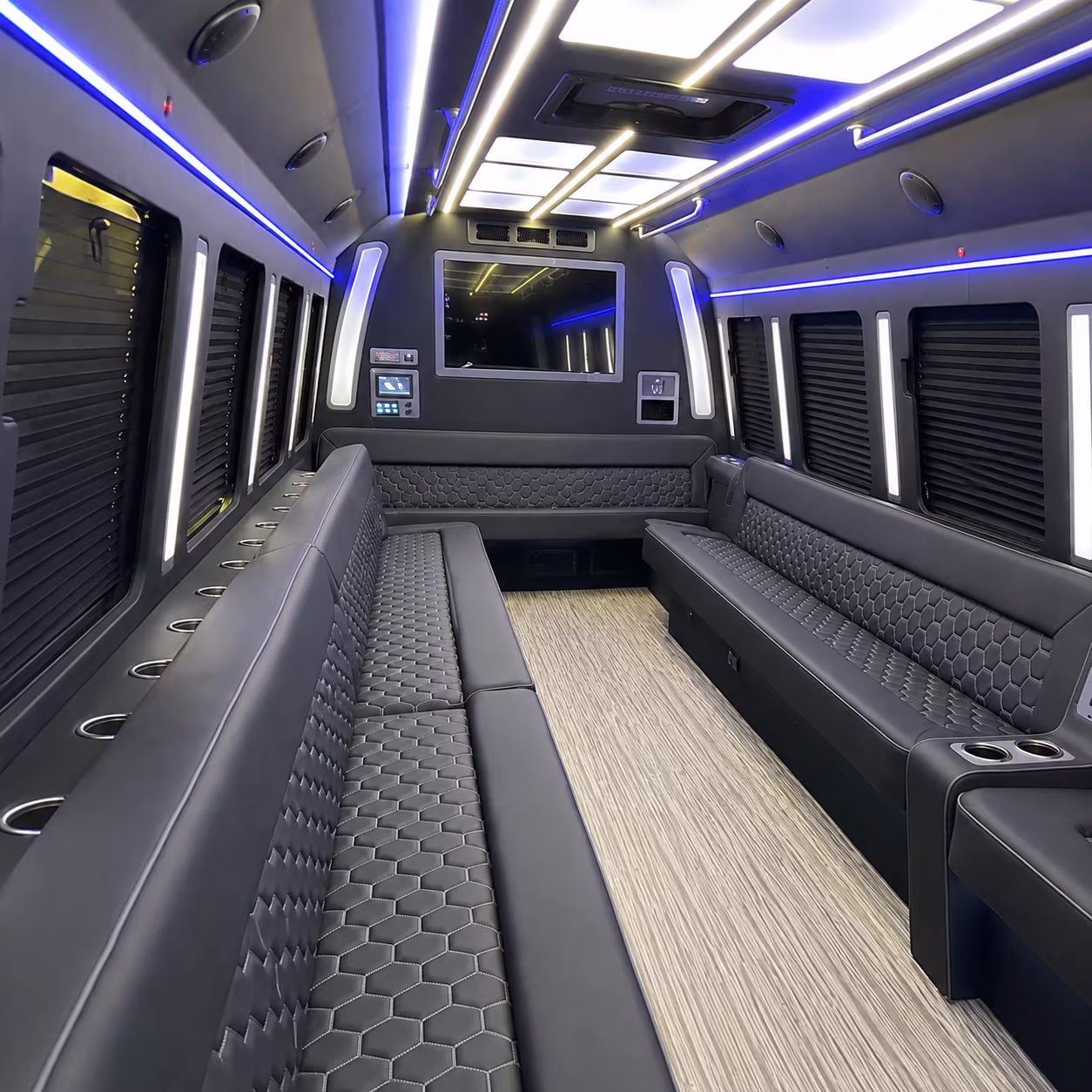 portland 40 passenger party bus inside