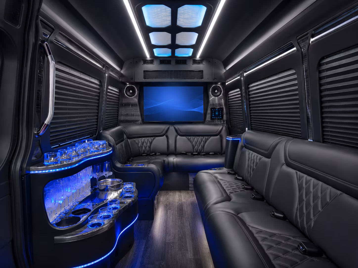 portland 50 passenger party bus inside